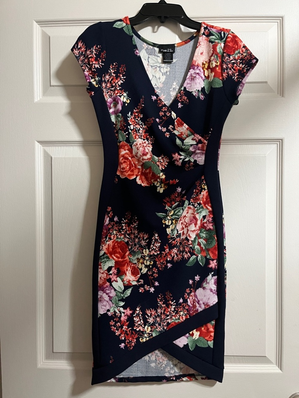 Rue21 Navy Floral Wrap-Style Midi Dress